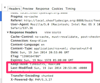 Last-Modified header shown in the Chrome Web Inspector